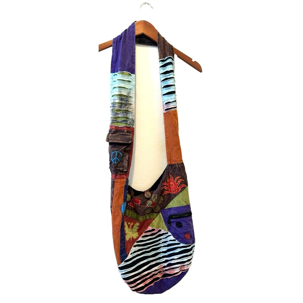 NWT Rising International Patchwork Boho Multicolor Crossbody Bag Purse One Size